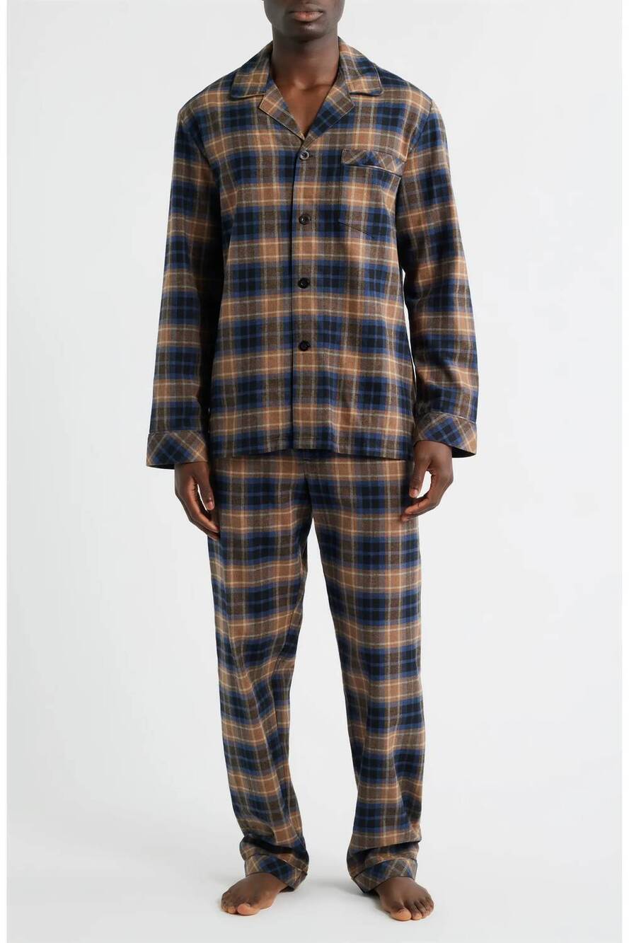 NEW MAJESTIC INTERNATIONAL men's time out flannel pajama set in sienna